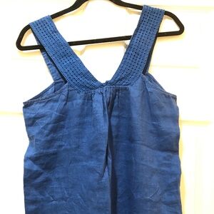 J. Crew blue v-neck tank top. 100% cotton.